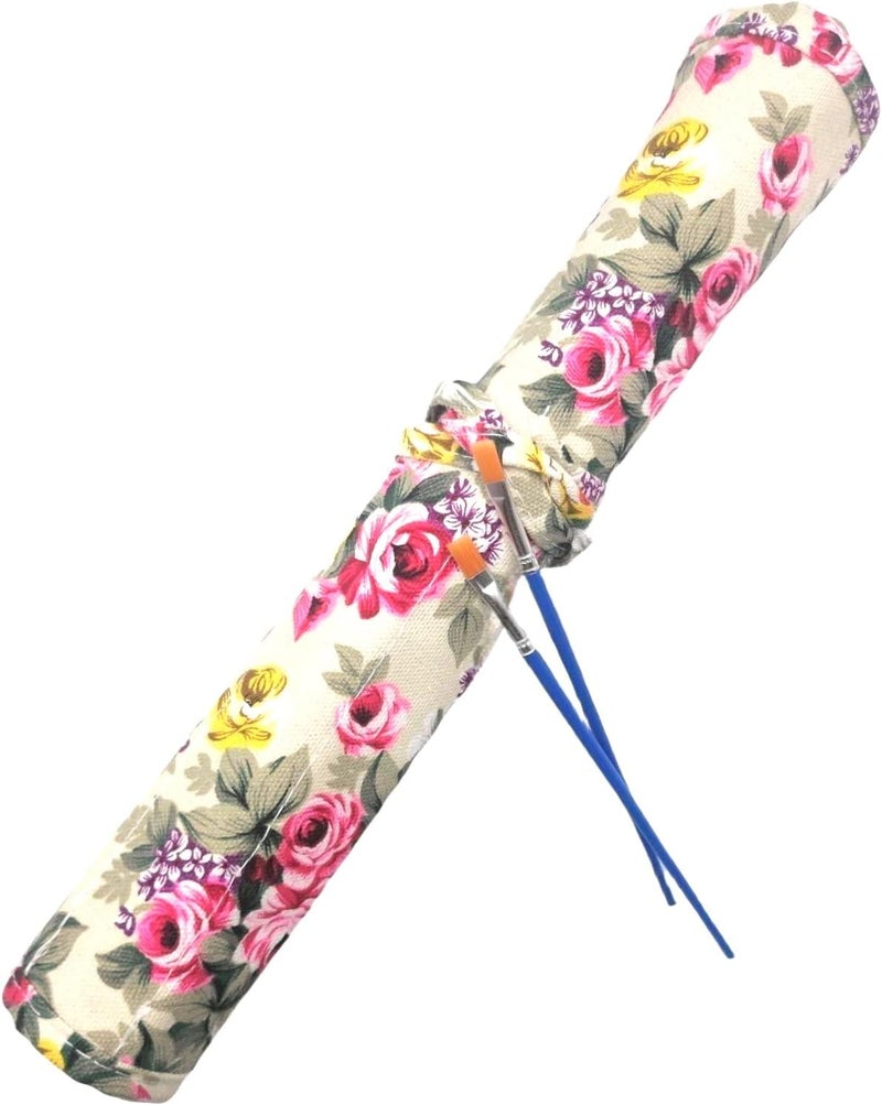 Funny live Paint Brush Holder Art Supplies, Artist Paint Brush & Storage Organizer Roll-Up Case Bag, Protect Acrylic Oil Watercolor Paintbrushes (Flower 22 Slot Pockets) - Image 5
